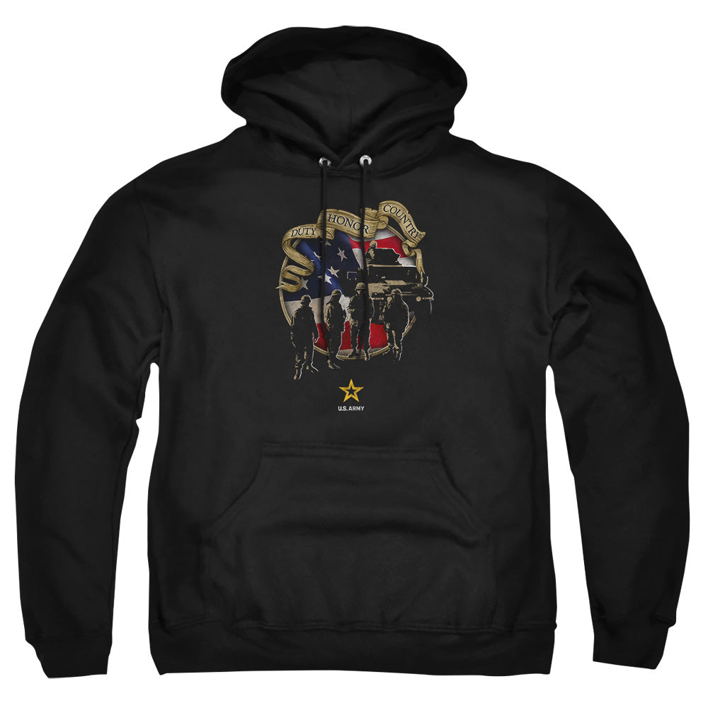 Army Duty Honor Country Mens Hoodie Black