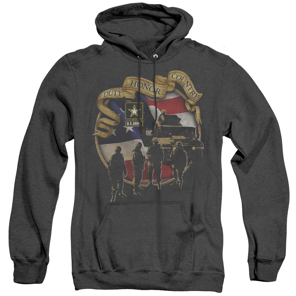 Army Duty Honor Country Heather Mens Hoodie Black