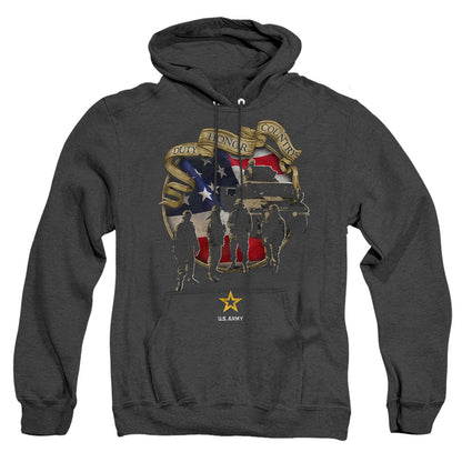 Army Duty Honor Country Heather Mens Hoodie Black