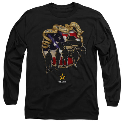 Army Duty Honor Country Mens Long Sleeve Shirt Black