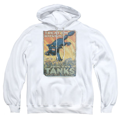 Army Treat Em Rough Mens Hoodie White