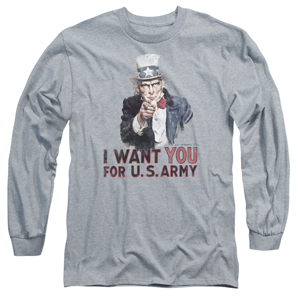 Army I Want You Mens Long Sleeve Shirt Athletic Heather