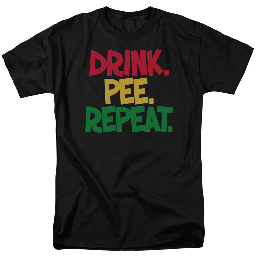 Drink, Pee, Repeat Mens T Shirt Black