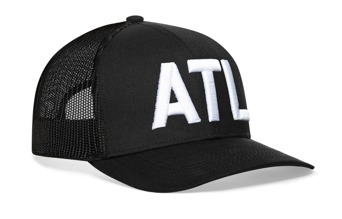 Atlanta White Block Trucker Haka Hat Black White ATL Block Snapback