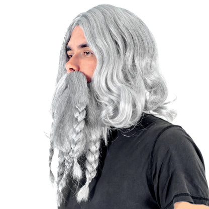 Adult Deluxe Viking Wig and Beard Halloween Cosplay Costume Accessory Set