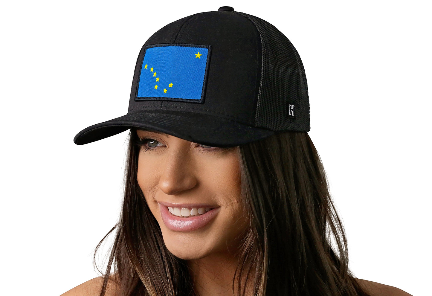 Alaska Flag Trucker Haka Hat Black Alaska Flag Snapback
