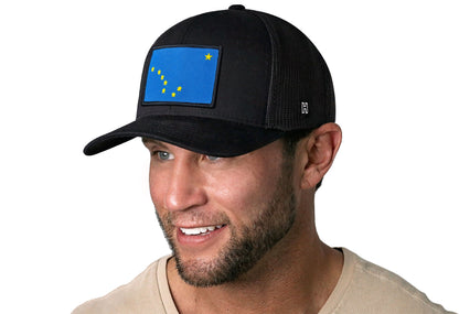 Alaska Flag Trucker Haka Hat Black Alaska Flag Snapback