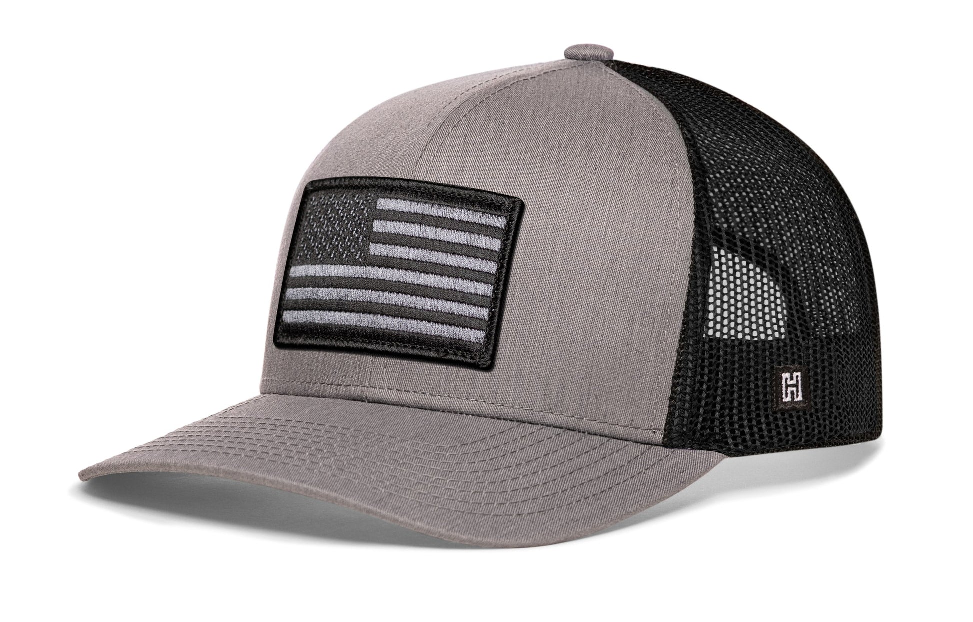 American Flag Trucker Haka Hat Gray-Black USA Tactical Snapback