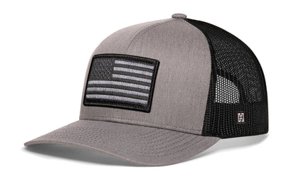 American Flag Trucker Haka Hat Gray-Black USA Tactical Snapback
