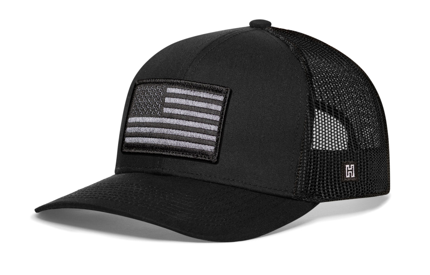 American Flag Trucker Haka Hat Black USA Tactical Snapback