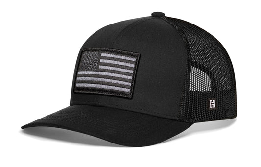 American Flag Trucker Haka Hat Black USA Tactical Snapback
