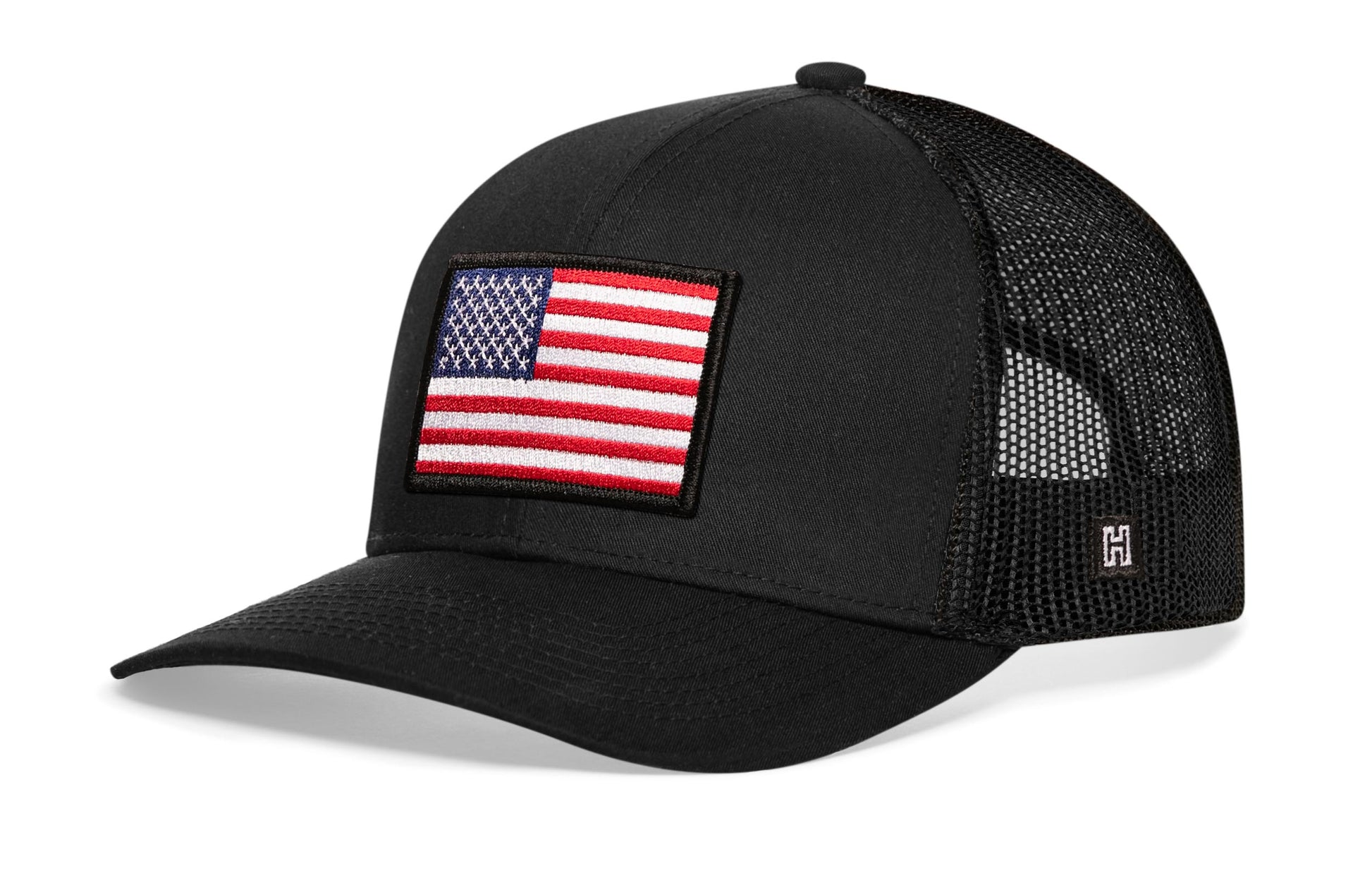 American Flag Trucker Haka Hat Black USA Snapback