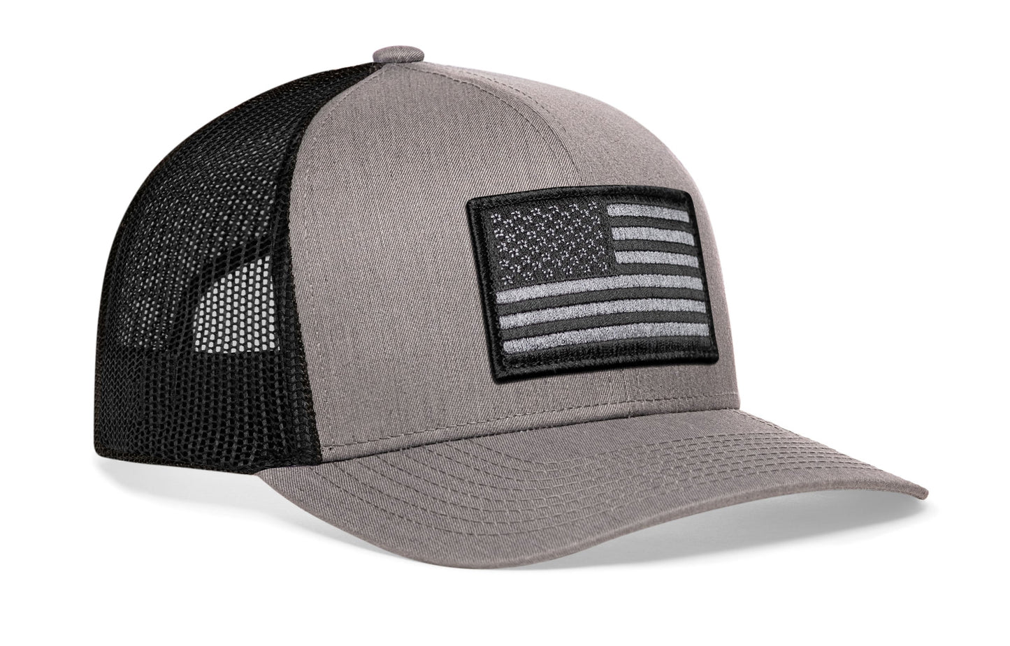 American Flag Trucker Haka Hat Gray-Black USA Tactical Snapback