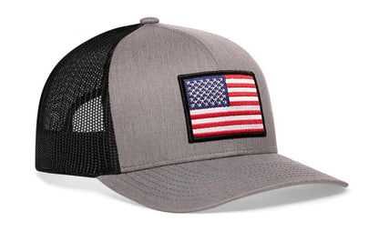American Flag Trucker Haka Hat Gray-Black USA Snapback