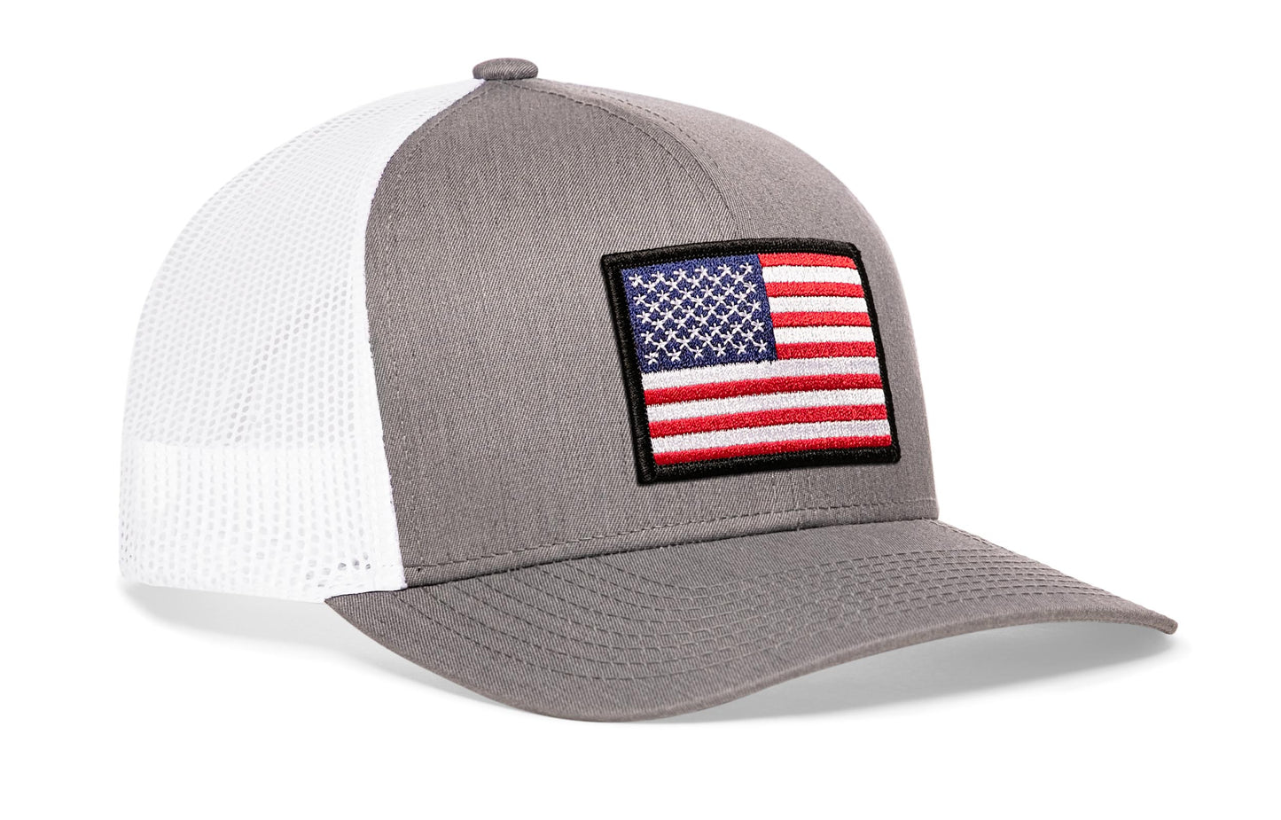 American Flag Trucker Haka Hat Gray-White USA Snapback