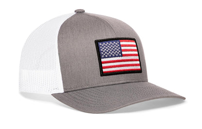 American Flag Trucker Haka Hat Gray-White USA Snapback