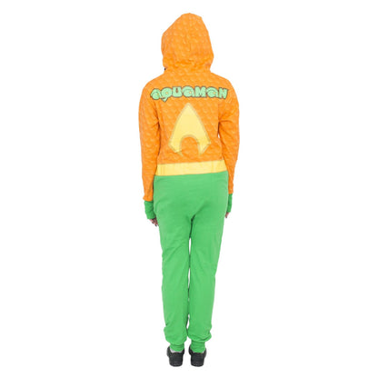 Aquaman Women's DC Comics Hooded One Piece Pajama Set