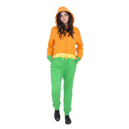 Aquaman Women's DC Comics Hooded One Piece Pajama Set