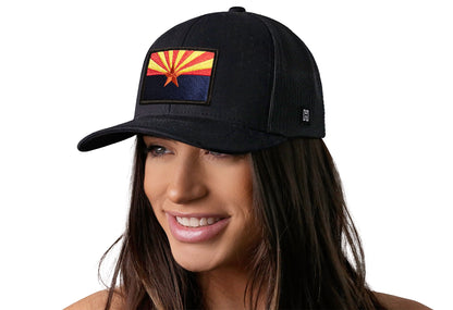 Arizona Flag Trucker Haka Hat Black CA Snapback
