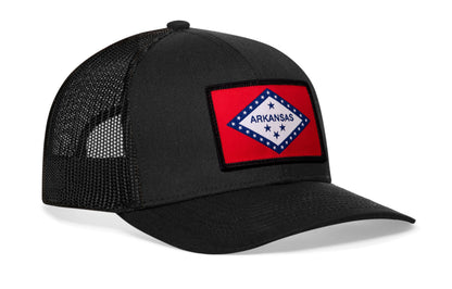 Arkansas Flag Trucker Haka Hat Black Arkansas Flag Snapback