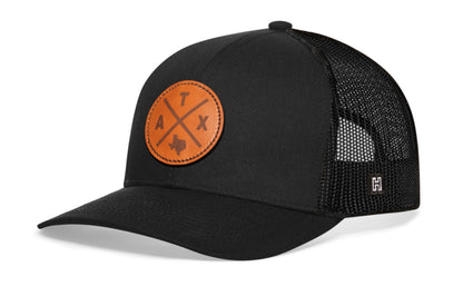 Austin Trucker Leather Haka Hat Black ATX X Snapback