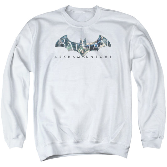 Batman Arkham Knight Descending Logo Mens Crewneck Sweatshirt White Officially Licensed