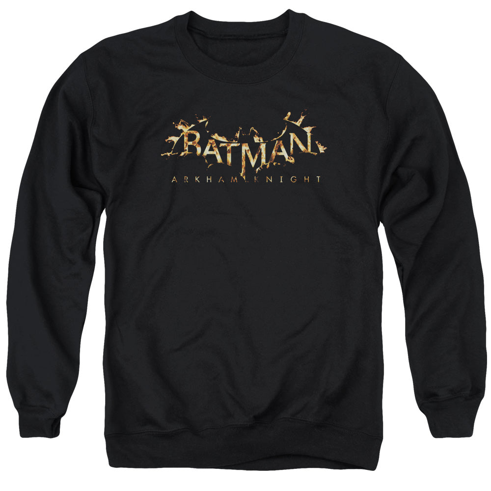 Batman Arkham Knight Ak Flame Logo Mens Crewneck Sweatshirt Black Officially Licensed