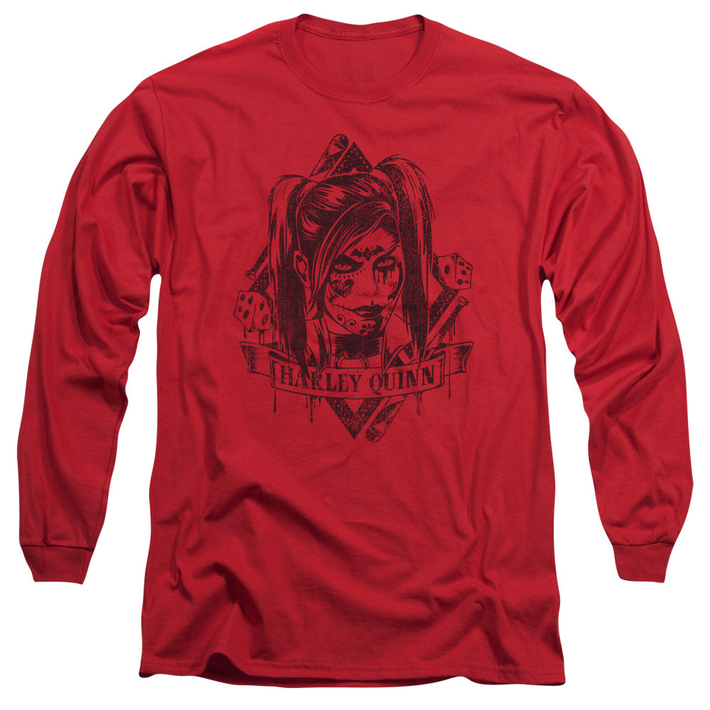Batman Arkham Knight Diamond Mens Long Sleeve Shirt Red