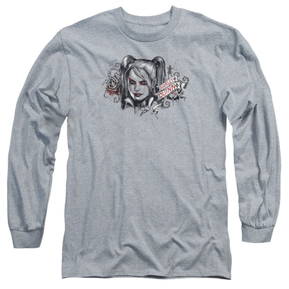 Batman Arkham Knight Hq Sketch Mens Long Sleeve Shirt Athletic Heather