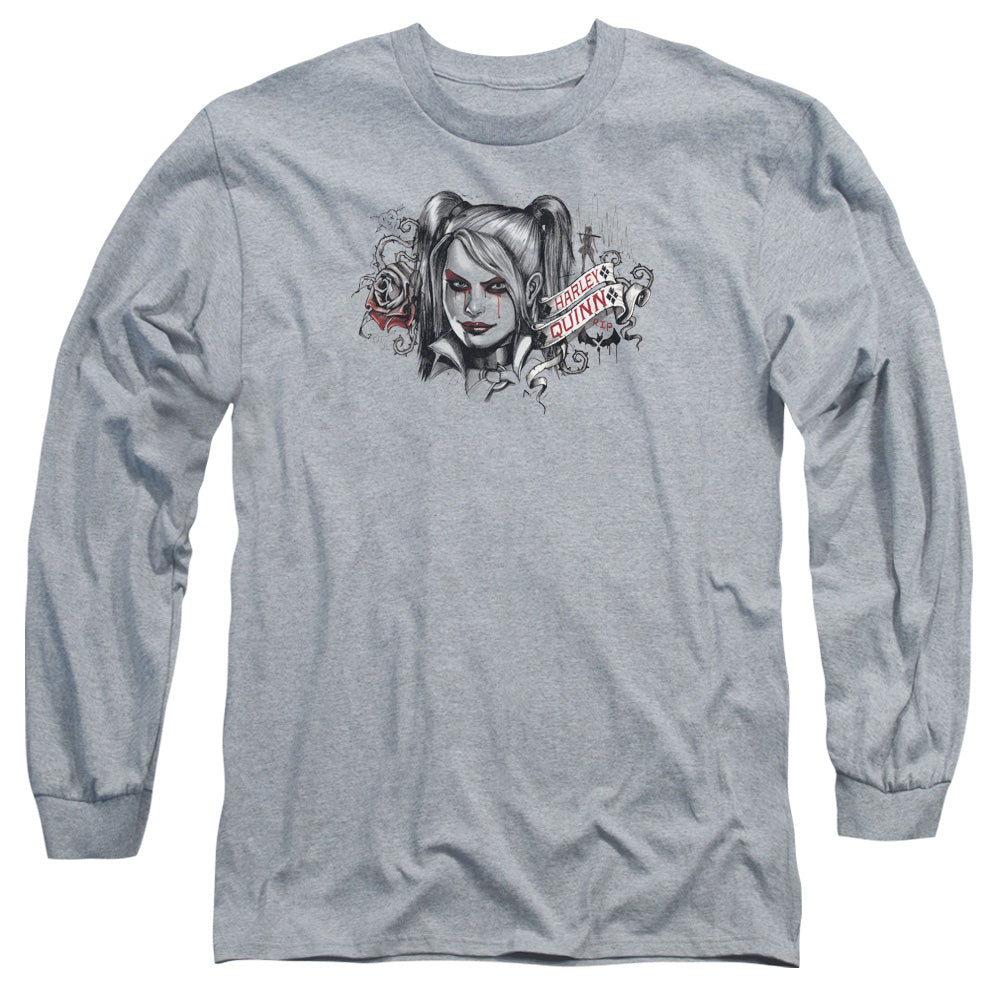 Batman Arkham Knight Hq Sketch Mens Long Sleeve Shirt Athletic Heather