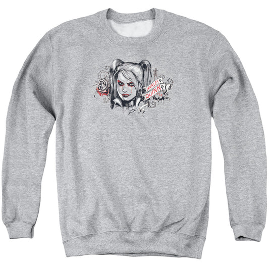 Batman Arkham Knight Hq Sketch Mens Crewneck Sweatshirt Athletic Heather Officially Licensed