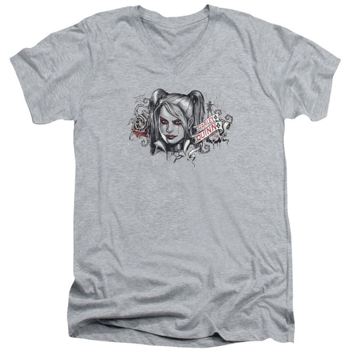 Batman Arkham Knight Hq Sketch Mens Slim Fit V Neck T Shirt Athletic Heather