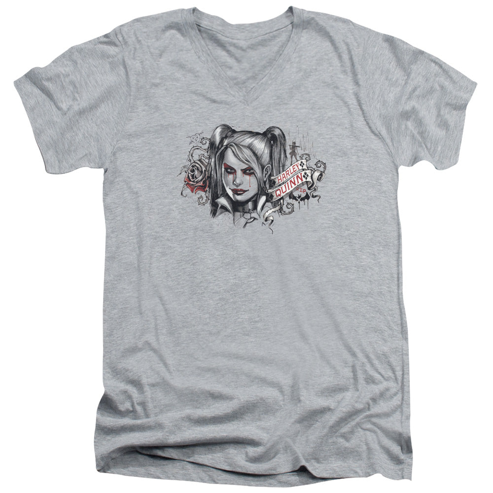 Batman Arkham Knight Hq Sketch Mens Slim Fit V Neck T Shirt Athletic Heather