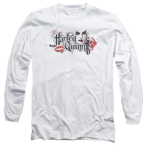 Batman Arkham Knight Lips Mens Long Sleeve Shirt White