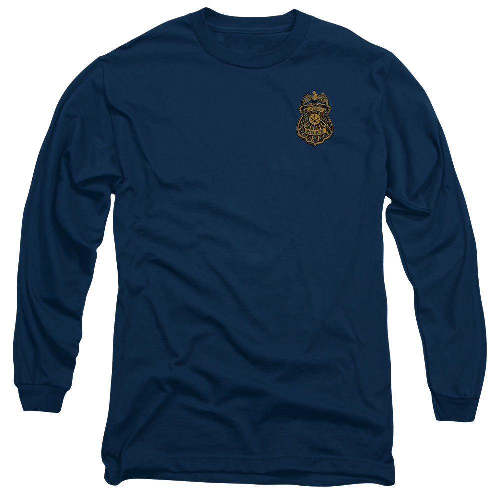 Batman Arkham Knight Gotham Badge Mens Long Sleeve Shirt Navy