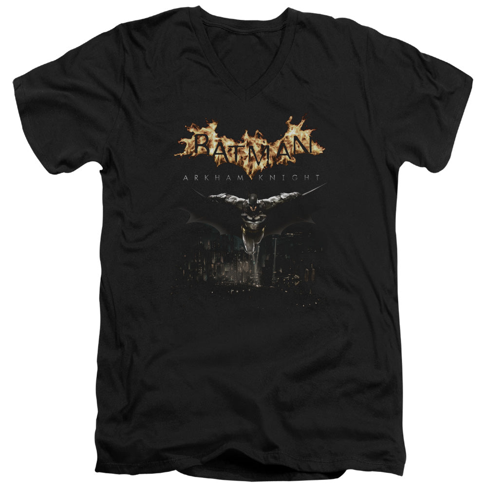Batman Arkham Knight City Watch Mens Slim Fit V Neck T Shirt Black