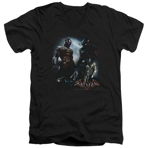 Batman Arkham Knight Face Off Mens Slim Fit V Neck T Shirt Black