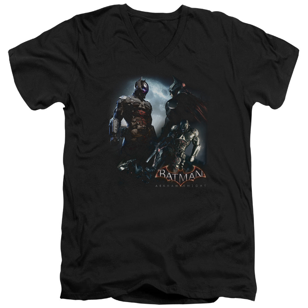 Batman Arkham Knight Face Off Mens Slim Fit V Neck T Shirt Black