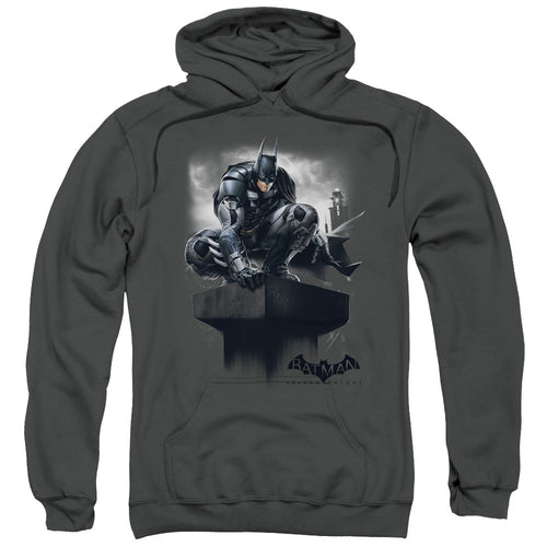 Batman Arkham Knight Perched Mens Hoodie Charcoal
