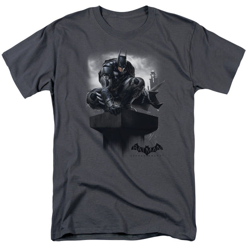 Batman Arkham Knight Perched Mens T Shirt Charcoal