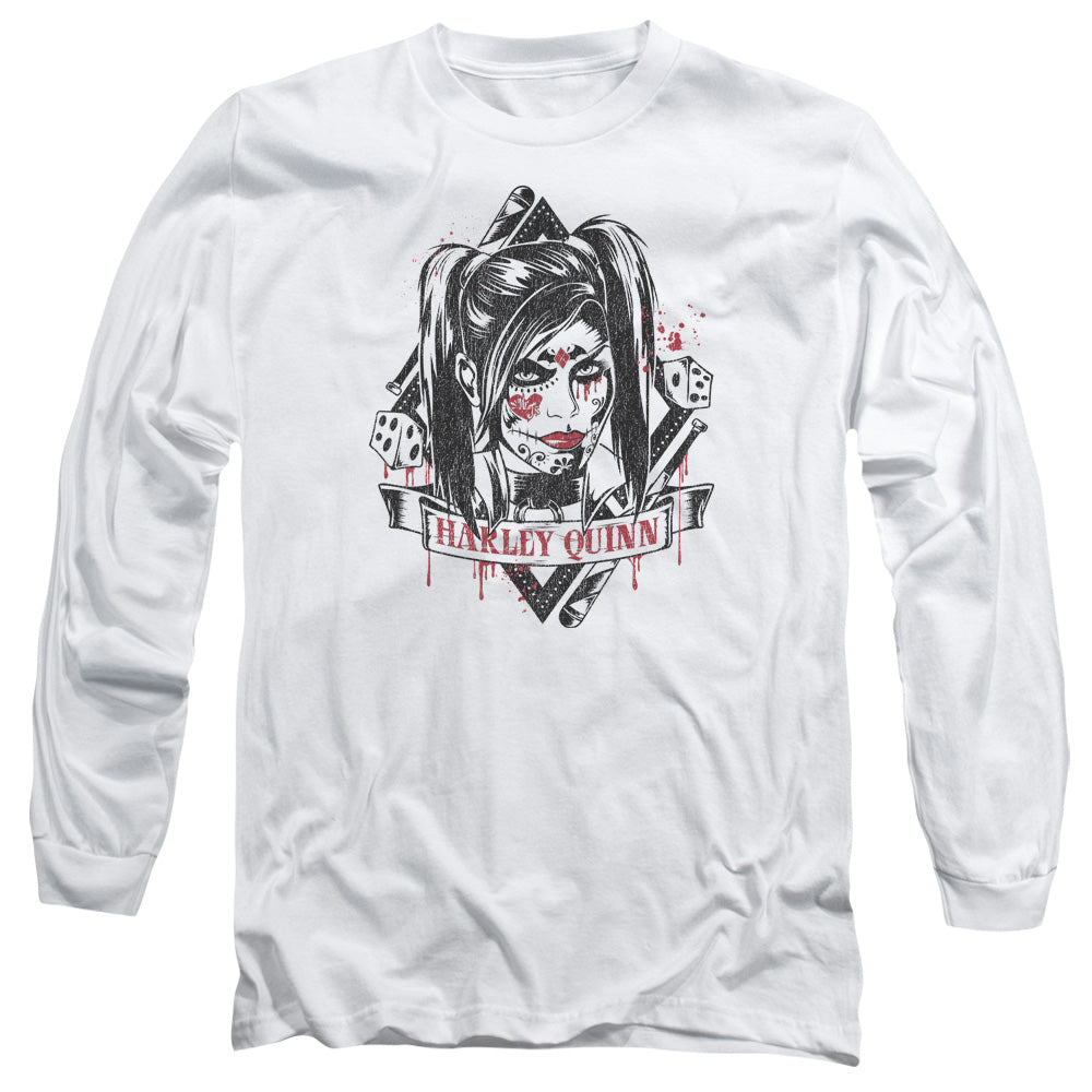 Batman Arkham Knight Sugar Quinn Mens Long Sleeve Shirt White