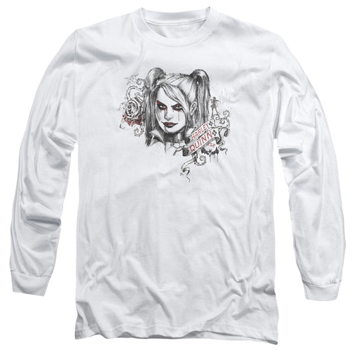 Batman Arkham Knight Sketchy Girl Mens Long Sleeve Shirt White