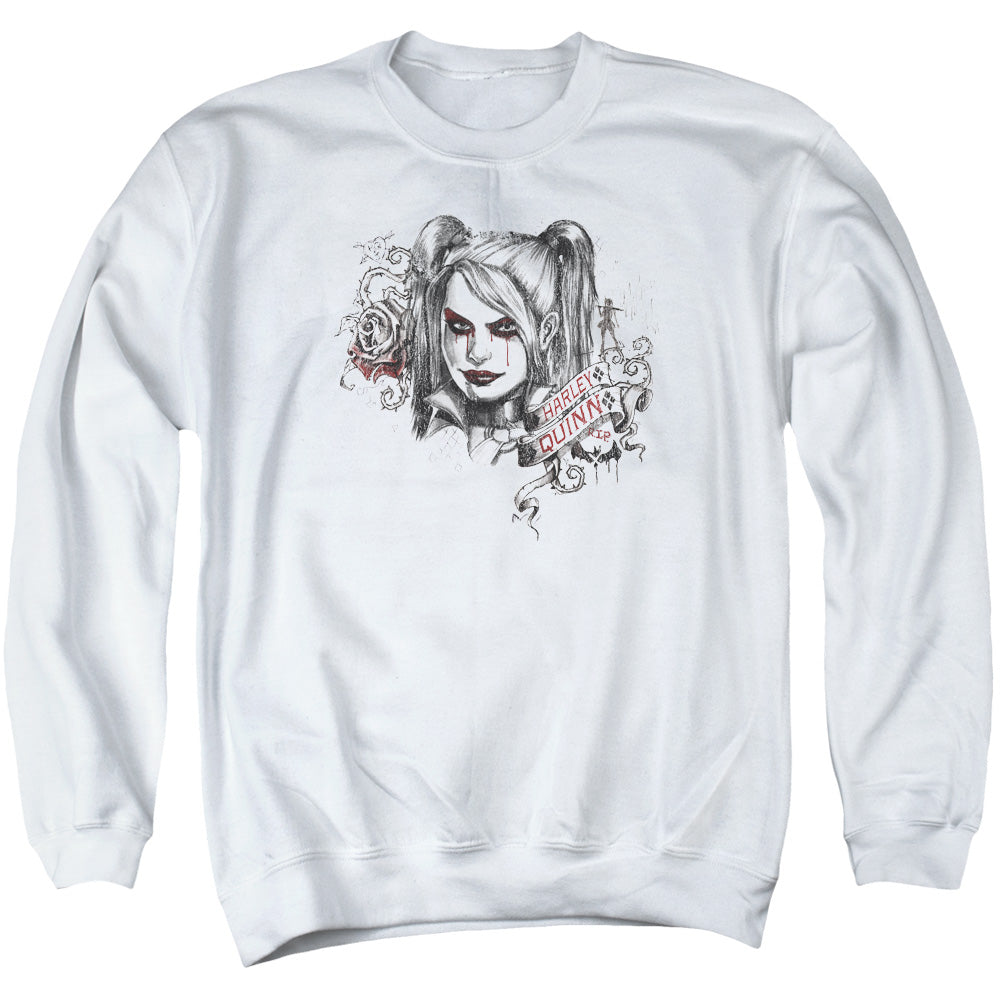 Batman Arkham Knight Sketchy Girl Mens Crewneck Sweatshirt White Officially Licensed