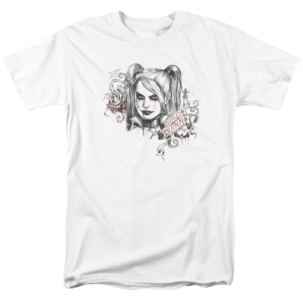 Batman Arkham Knight Sketchy Girl Mens T Shirt White