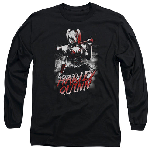 Batman Arkham Knight Quinn City Mens Long Sleeve Shirt Black