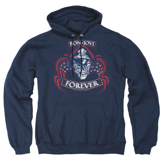 Bon Jovi Forever Skull Mens Hoodie Navy