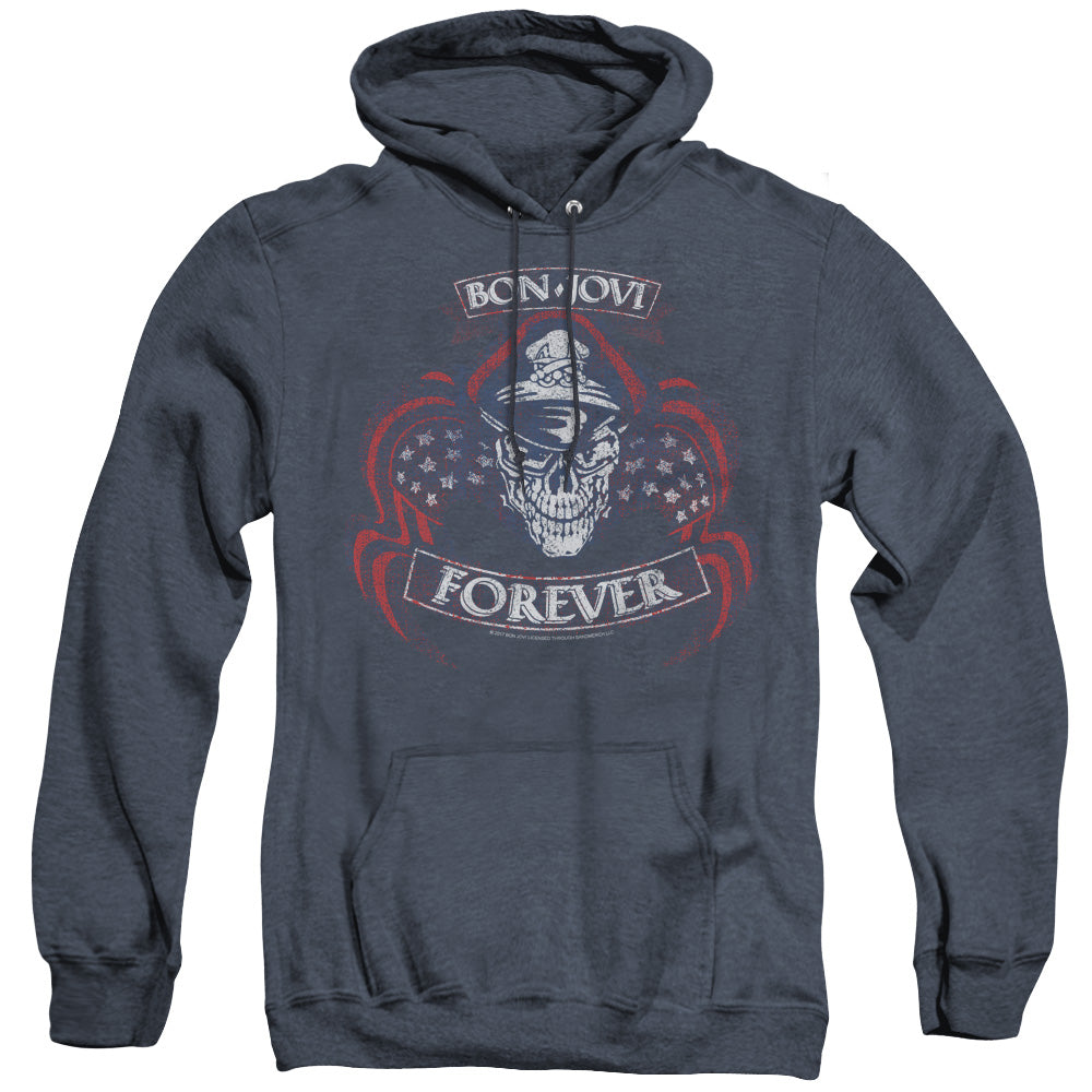 Bon Jovi Forever Skull Heather Mens Hoodie Navy