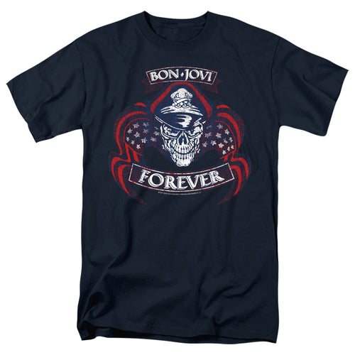 Bon Jovi Forever Skull Mens T Shirt Navy
