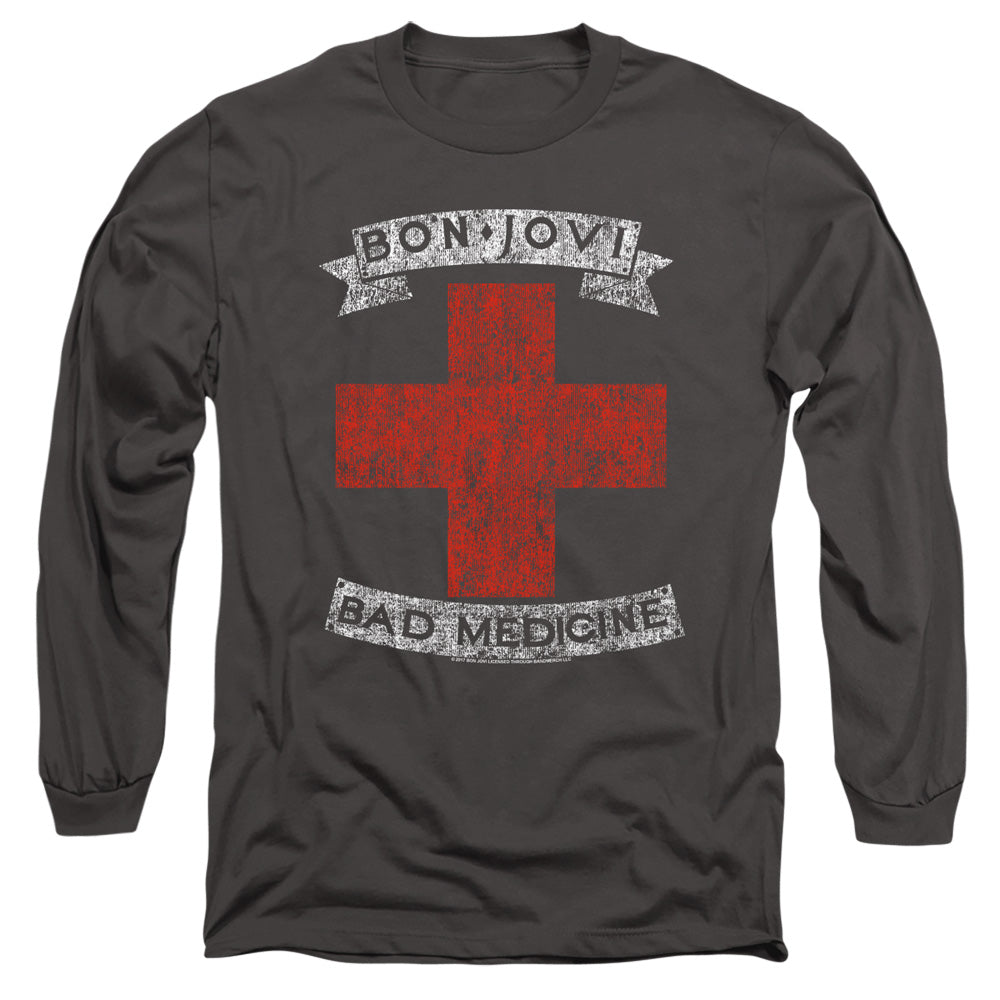 Bon Jovi Bad Medicine Mens Long Sleeve Shirt Charcoal Officially Licensed