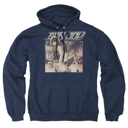 Bon Jovi Runaway Jon Mens Hoodie Navy